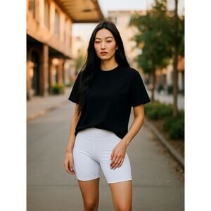 Yelete Active High Waiste White Bike Short Sz Small NEW